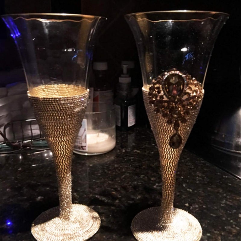 yueton 11 Yards 2MM Crystal Rhinestone Close Chain Trimming Claw Chain Jewelry Crafts DIY Rose Golden Base - Image 5